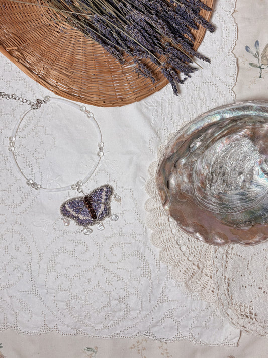 Lavender Butterfly Necklace